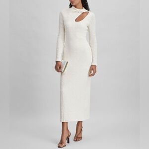 Significant Other Ivory Textured Cut-Out Midi Dress in Size 6